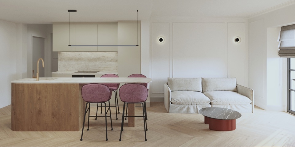 Render arquitectura · interior con detalle